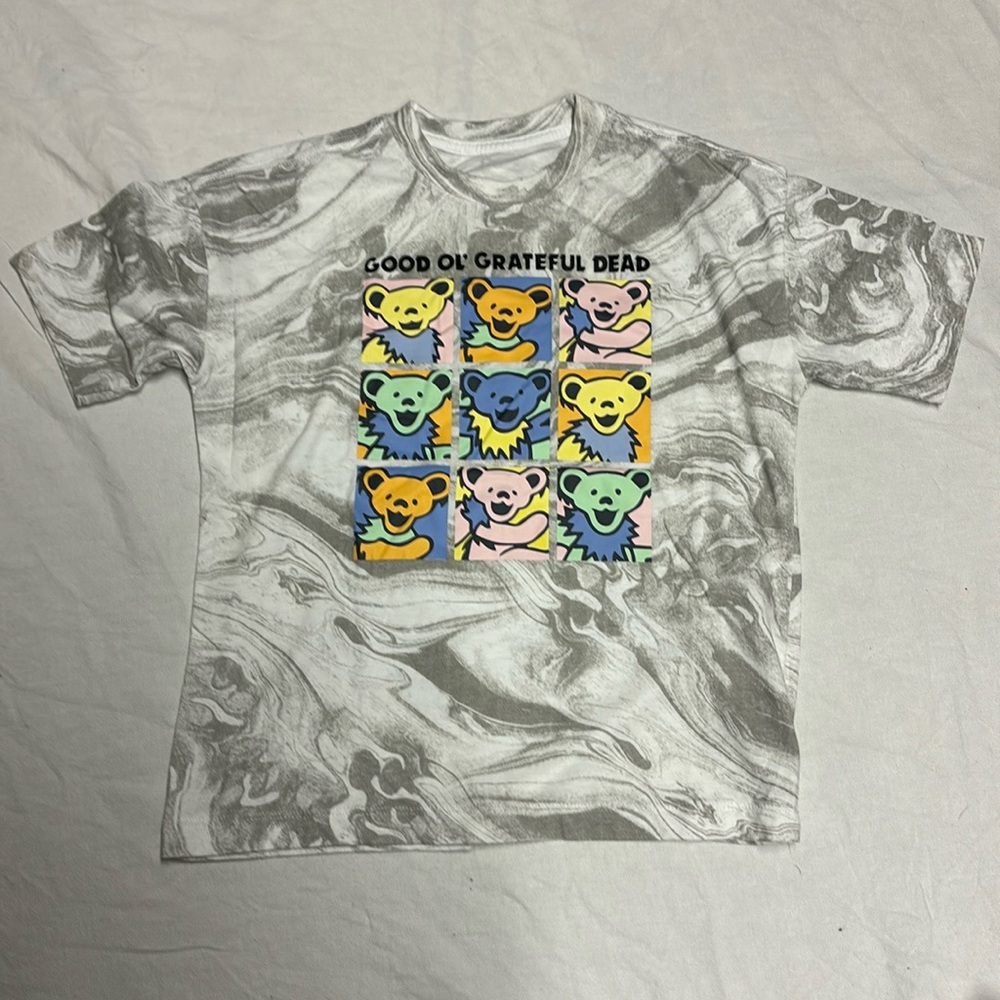 Grateful Dead American Rock Band Dancing Bears Gray Tie-Dye T-Shirt